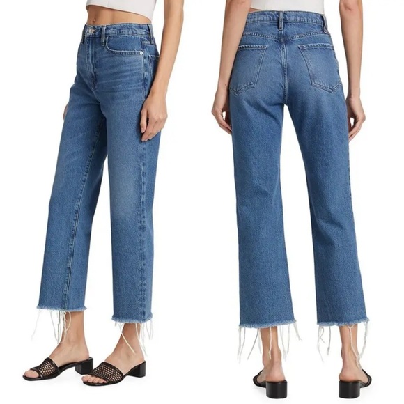 NWT Frame Le Jane Crop Raw Fray Hem Straight Jeans - Picture 4 of 15
